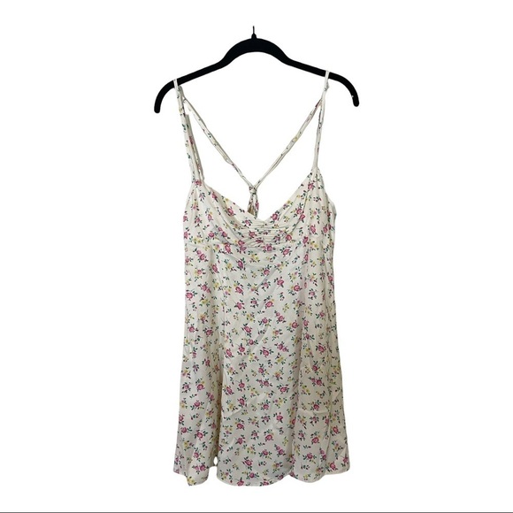 NWT ZARA Cream Micro Floral Open Back Mini Slip Dress Large Blogger Favorite - Picture 6 of 10